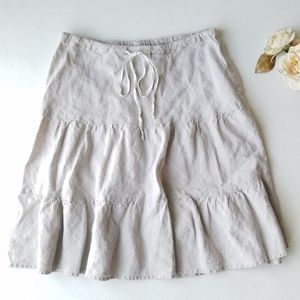 Allen Allen 100% linen tiered skirt